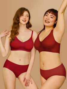 Red Wedding Bride Underwear Set Womens plus Size Bra Ensemble Gathered Large Chest Appearance Home Clothes Nylon Fabric