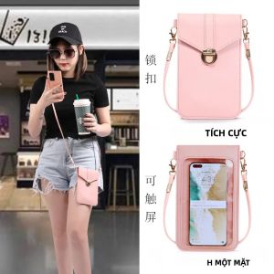 2024 Nữ Retro Da PU Màn Hình Cảm Ứng Ví Điện Thoại Di Động Nhỏ Túi Đeo Vai Có Khóa Khóa Dành Cho Học Sinh Và Nữ