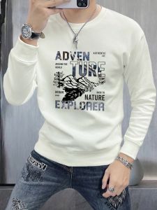 Mens Slim Fit round Neck Sweatshirt Printed Casual Innerwear Outerwear Spring Autumn Fashionable Tee Streetwear Style