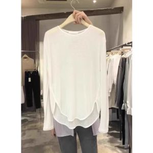 Thin White Ice Silk Knitted Long Sleeve Sun Protection T-Shirt Women Summer Midi Yoga Cover up Veil Thin Outer Top