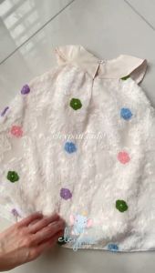 Dress Halter Import Motif Bulu Bordir Gaun Pesta Elegan Anak Perempuan