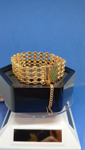 An Ori.High Grade Quality Emas Korea (24K Gold Plated)Bangle Besar Pattern 4 Baris Love Sangat SinarGaya.Sesuai Wanita