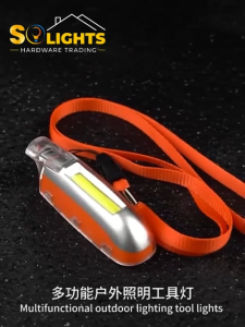 Multifunctional COB whistle light. Combining a high-intensity mini flashlight with a loud emergency whistle and a fixed lanyard compact and durable