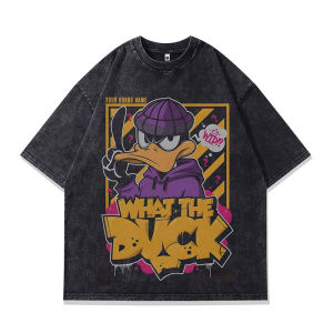 Áo Thun Cotton Phong Cách Hip Hop Cổ Tròn Thường Ngày Mùa Hè Thường Ngày in Họa Tiết Hoạt Hình Phong Cách Mỹ Dành Cho Nam Và Nữ