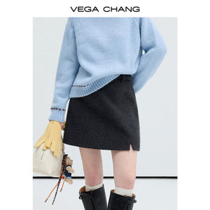 VEGA CHANG | Chân Váy Mini Phong Cách Học Đường Len