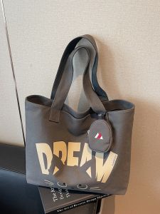 2025 New Large Capacity Canvas Tote Bag Women Casual Fashion Trend Single Shoulder Bag Handheld Shopping Bag Soft Square Shape