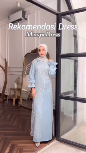 Marsya Dress Silk Premium Outer Brukat Payet Gamis Ibu Ibu Model Sekarang Dress Wanita Kondangan