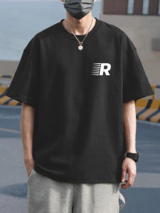 Loose Fit Pure Cotton Short Sleeve T-Shirt Mens Summer New Style Youth Trendy Couple Top Breathable Printed round Neck Tee