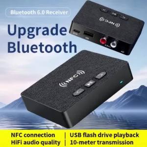 kebidumei | KEBIDUMEI NFC Bluetooth 6.0 Audio Receiver 3.5mm AUX RCA With Mic HIFI Stereo Wireless Adapter Support U-Disk For Car Speaker