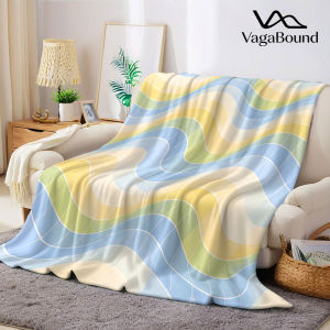 BILIBILI | pastel wavy grid Flannel Blanket Warm Soft Halloween Christmas Decorative Couch Warm Cozy All-Season Gift