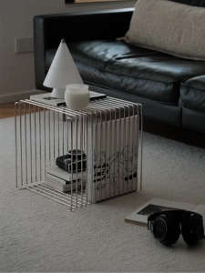 Modern Mid-Century Stainless Steel Side Table Storage Rack Book Newspaper Holder Corner Table Luxury Quality Metal Craft