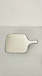 Bộ 2 Dĩa Sứ Vuông Trắng Có Tay Cầm Siêu Xinh Dĩa Đựng Đồ Ăn Dĩa Decor Trang Trí