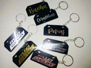 Customized Name mini Plate Keychain with free sticker Name
