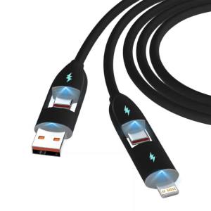 1PCS 2PCS 2-in-2 USB-A USB-C Cable to C/L Mobile Phone Fast Charger Cord for iPhone Xiaomi iPad Tablet USB Type-C LED Adapter