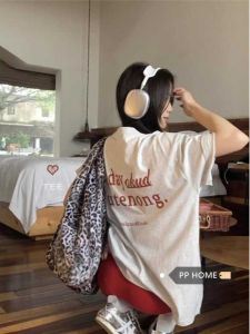 American Retro Letters Slimming Printed Summer Plus Size Pure Cotton Short Sleeve T-Shirt Female Plus Size Ladies Loose Lazy Style Top