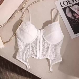 ชุดคอร์เซ็ท สายเดี่ยว แต่งลูกไม้ เสริมฟองน้ํา เข้ารูป สวยงาม สไตล์เซ็กซี่ สําหรับผู้หญิง