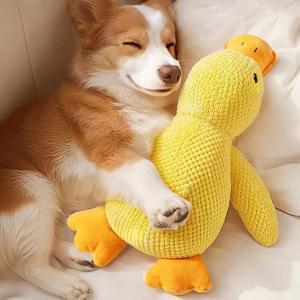 Duck dog toy chew resistant durable dog toy with quacking sound teeth grinding relief soft companion for small large dog
