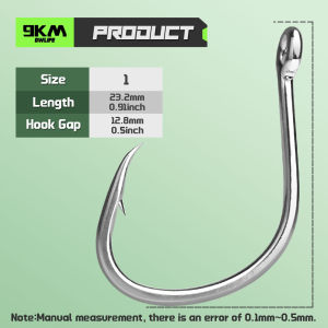 9KM Live Bait Hooks Saltwater Oshaughnessy Circle Hook Short Shank Inline Point Fishing J Hooks for Catfish Tuna