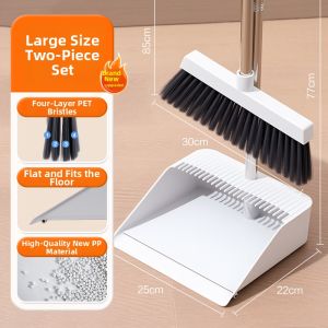 deli | Non Hair-Sticking Broom and Dustpan Set Home Use