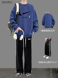 Teenage Cotton Sweatshirt Set Mens Spring Autumn New Fashion Sport Casual round Neck Long Sleeve Long Pants High School Students