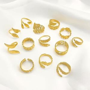 316L Stainless Steel Rings for Women Gold Color Womens Ring Male Finger Wedding Luxury Quality Jewelry Accessories 48 Style