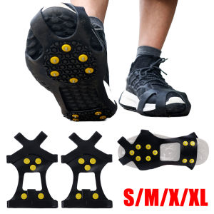 10 Spikes S M L XL Ice Giày đinh đi tuyết Silicone phổ biến ngoài trời An Toàn Chống-Trượt Tuyết Ice Giày leo núi phụ kiện bám đường có gai cho giày Crampon Spike Overshoes