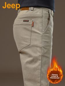 Jeep | Khaki Business Straight Slim-fit Stretch Cotton Pants for Men Spring Autumn