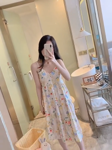 UNINICE Lightweight Cotton-Silk Loose Fit Womens Summer Sleepwear Dress
