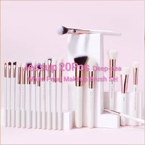 Jessup | Jessup Brush 20pcs Makeup Brushes Set Powder Contour Eyeshadow Foundation Blushing White/Rose Gold Natural-Synthetic Hair