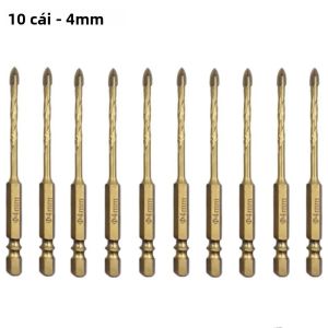 Bộ 10 Mũi Khoan Chữ Thập Mạ Titan 3-12mm Dùng Cho Kính Gốm Sứ Bê Tông Xây Dụng Cụ Mở Lỗ Bằng Cacbua