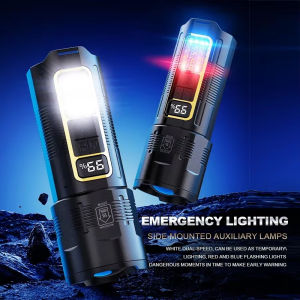 New Super Bright LED Flashlight 300M Long Focus Type-C Rechargeable Flashlight Portable Spotlight 18650 Battery Light Mobile Power Bank Camping Fishing Long Distance Lighting Flashlight