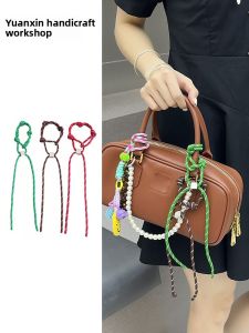 Creative Handmade Workshop Suitable for MiuMiu Style Bowling Bag Lanyard Accessories Satchel Briefcase Woven Hand Strap Pendant