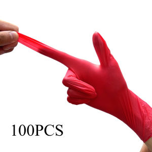 50/100PCS Red Nitrile Gloves Touch Screen Disposable Household Cleaning Gloves Suitable for Washing Vegetables Preparing Food