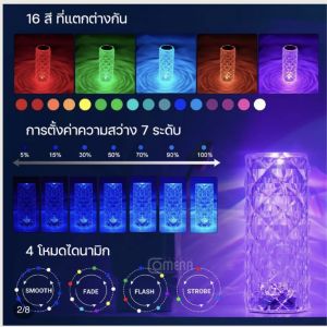 โคมไฟคริสตัล 16สี  โคมไฟตั้งโต๊ะ  led โคมไฟเปลี่ยนสี อุปกรณ์เปลี่่ยนสี โคมไฟในห้องนอน ห้องนั่งเล่น สร้างบรรยากาศให้ทุกกิจกรรม จาก HVGROUP