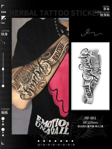 Realistic Floral Tattoo Stickers for Men Arm Sleeve Lettering Body Art Simulation Juice like Design High-End Feelings
