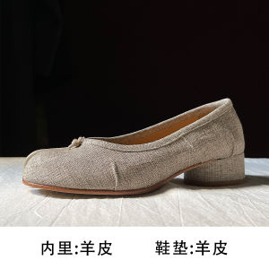 รองเท้าบัลเลต์แบบมีหัวแหลมทรงหัวมน ดีไซน์เนอร์สุดหรู ทรงหัวมน รองเท้าส้นเตี้ย สวมใส่สบาย ผลิตจากผ้าฝ้ายผสมโพลีเอสเตอร์