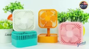 USB Rechargeable Foldable Square Desk Table Portable Mini Small Fan Office Outdoor Bedside Kipas Lipat Meja Kecil