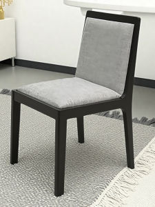Black Solid Wood Dining Chair Home Use Fabric Soft Padded Back Chair Comfortable Dining Table Chair Simple Restaurant Chair