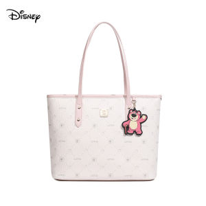 Disney กระเป๋าผู้หญิงแฟชั่นแบรนด์หมีสตรอเบอร์รี่ดิสนีย์กระเป๋าถือกระเป๋ารักแร้สีชมพูและสีขาว