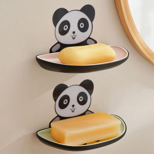 Homenhome Dễ Thương Panda Nhà Treo tường phòng tắm Xà Phòng Kệ Sáng Tạo Hai Lớp Phòng Chủ Đề hoạt hình Trang Trí hộp trang trí Với Cống