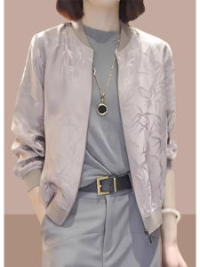 WANGGONGZHU | Casual Short Baseball Style Jacket Womens Loose Fit Printed Zipper Thin New 2025 Fashionable Floral Embroidery National Style