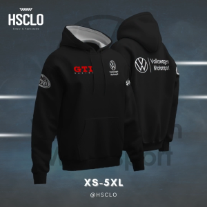 Hoodie Sweater Jumper HSCLO VW GTI BLACK HOODIE Bahan Fleece Jaket Lengan Panjang Ukuran Jumbo Big Size XS S M L XL XXL 3XL 4XL 5XL