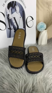 Womens Fashion Slip on Hollow styleFlat Rubber Slipper 2538