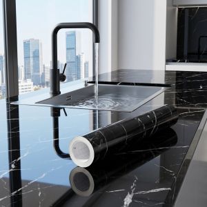 40cm Kitchen Self-adhesive Wall Adhesive Wallpaper Marble Pattern Pvc Home Decorations Oil-proof Water-proof Luxury Home Decor