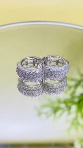 Khuyên tai bạc nữ xi bạch kim kiểu khoen tròn 8mm Khuyên tai tròn bản 5mm Bông tai bạc nam vàng xi trắng Hoa tai bạc thật xi kim thiết kế thanh lịch và đẳng cấp - KIM LỘC PHÁT BKFD8LB5mm