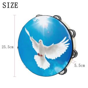 IRIN | Đàn Tambourine Hai Lớp Peace Dove 8/10 Inch Gỗ Nguyên Khối Cầm Tay Có Chuông Phản Quang Nhạc Cụ Bộ Gõ