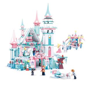 Snowy Castle House Building Blocks Educational Assembly Toy for Girls Ages 3-9 Princess Birthday Gift Small Lu Ban Blocks