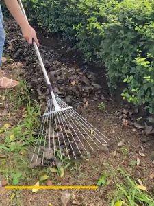 คราดหญ้า 15ฟัน คราดเหล็ก ผู้เชี่ยวชาญปรับระดับ คราดเหล็กปรับระดับ พร้อมด้าม สเตนเลสสตีลคุณภาพสูง แข็งแรง คราดตะกาวมือเสือ Garden grass rake