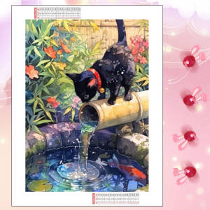 Bộ Tranh Kim Cương Thêu 5D Tự Làm HUACAN Tranh Mèo Nước Tre Hình Tròn/vuông Đầy Đủ Chất Liệu Nhựa Đồ Thủ Công Mỹ Nghệ Trang Trí Phòng Khách