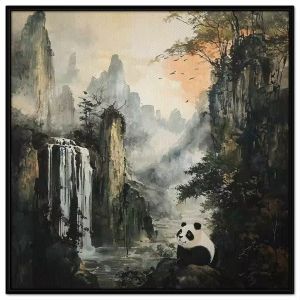 Tranh sơn thủy hữu tìnhgấu trúc phong thủy. Tranh treo tường dán tường sơn dầu canvas.CGI-2011